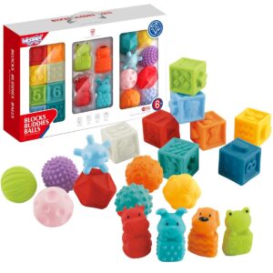 Sensorinės kaladėlės kūdikiams – Woopie Baby (20 vnt.)