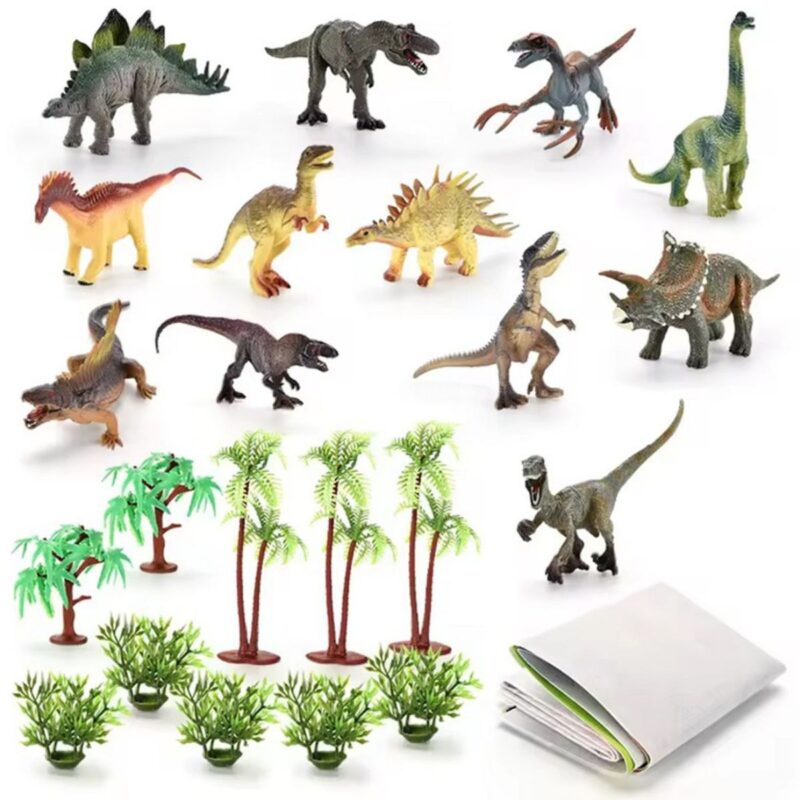 Dinozaurų rinkinys vaikams nuo 3 metų su kilimėliu (23 vnt.)