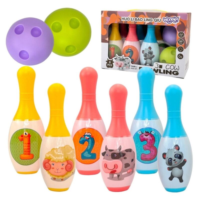 Vaikiškas boulingo rinkinys „Gyvūnai ir skaičiai“ – Woopie