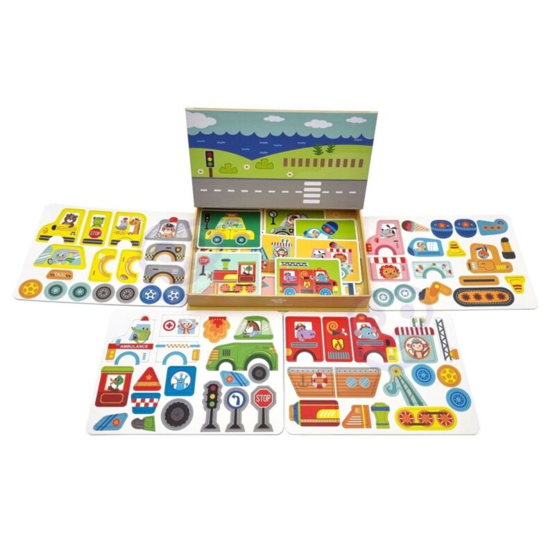 Magnetinė dėlionė vaikams "Transportas" – Tooky Toy