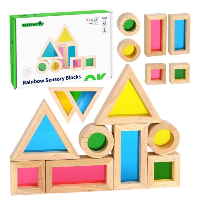 Spalvotos veidrodinės kaladėlės vaikams – Tooky Toy (8 det.)