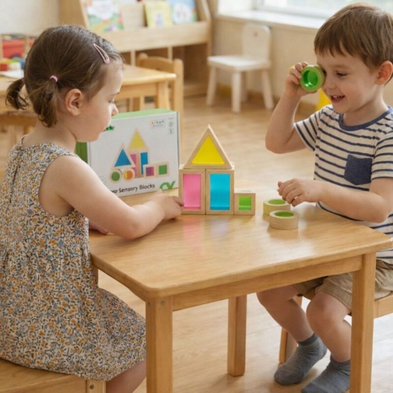 Spalvotos veidrodinės kaladėlės vaikams – Tooky Toy (8 det.)