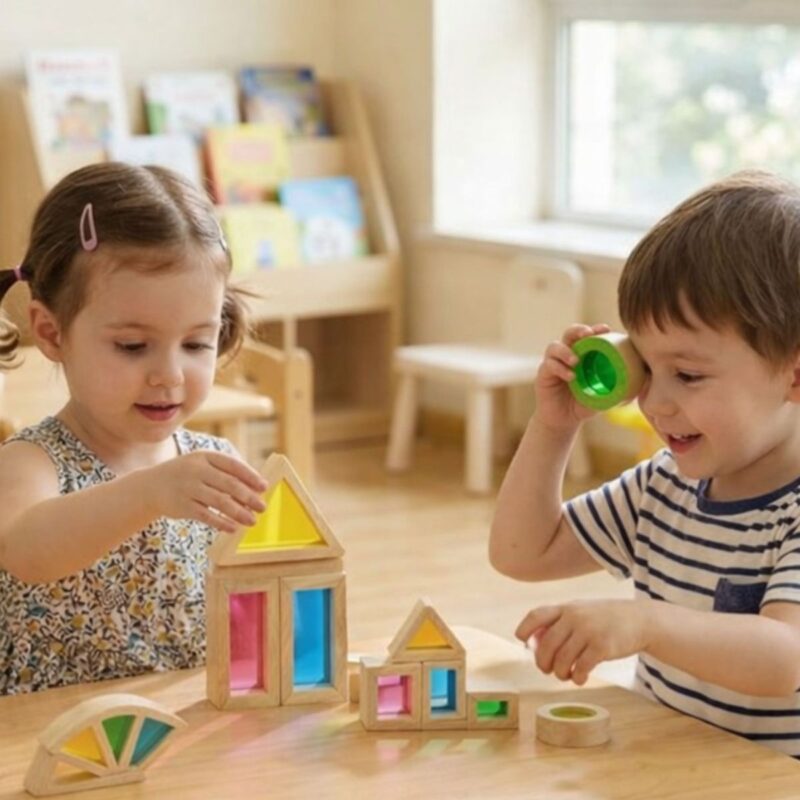 Spalvotos veidrodinės kaladėlės vaikams – Tooky Toy (8 det.)