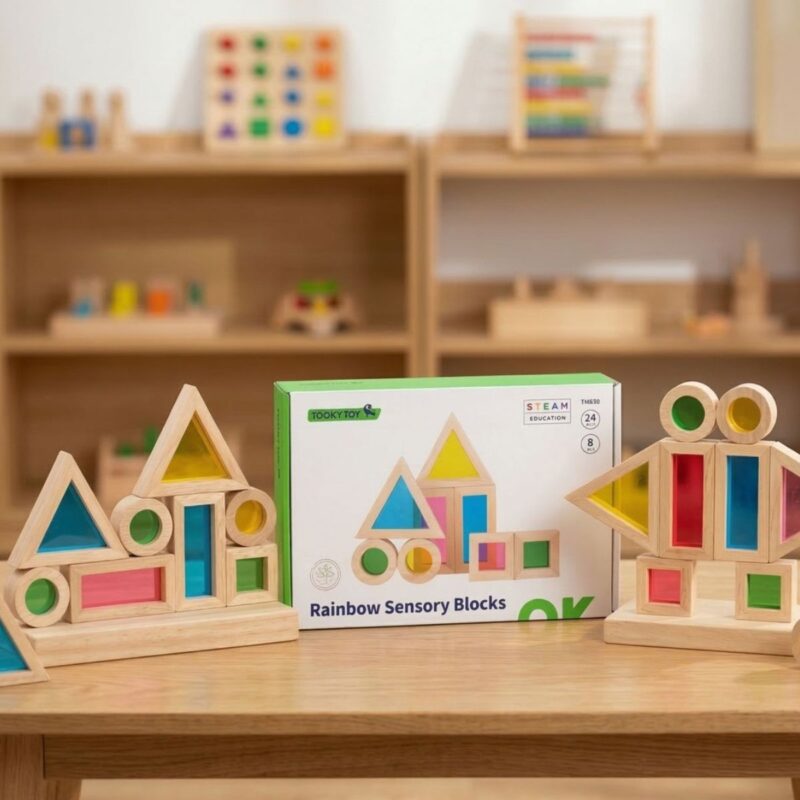 Spalvotos veidrodinės kaladėlės vaikams – Tooky Toy (8 det.)
