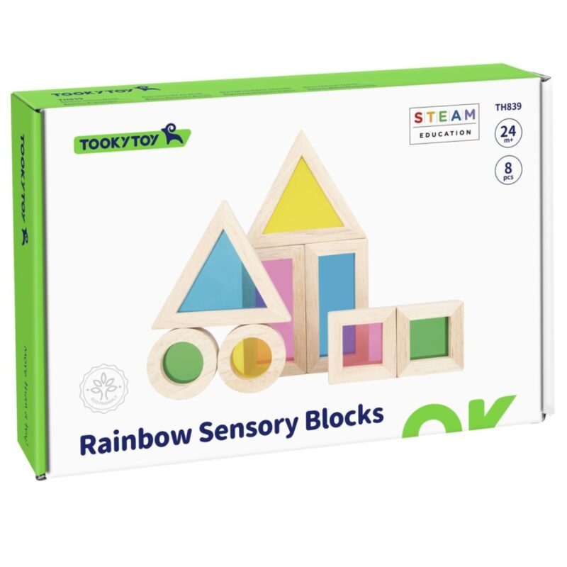 Spalvotos veidrodinės kaladėlės vaikams – Tooky Toy (8 det.)