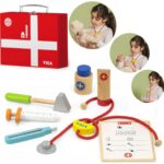 Medinis gydytojo rinkinys vaikams, raudonas – Viga Medinis gydytojo rinkinys vaikams, raudonas – Viga