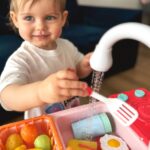 Vaikiška virtuvės kriauklė vaikams 2in1, rožinė
