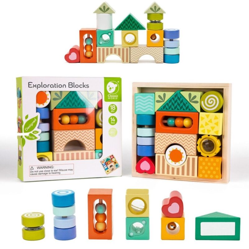 Montessori medinės sensorinės kaladėlės vaikams