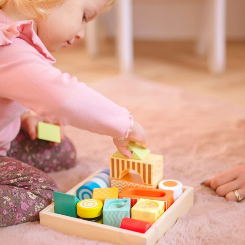 Montessori medinės sensorinės kaladėlės vaikams