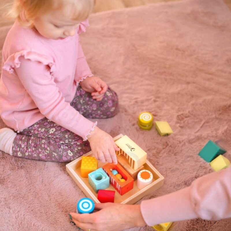 Montessori medinės sensorinės kaladėlės vaikams