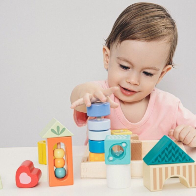 Montessori medinės sensorinės kaladėlės vaikams