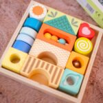 Montessori medinės sensorinės kaladėlės vaikams
