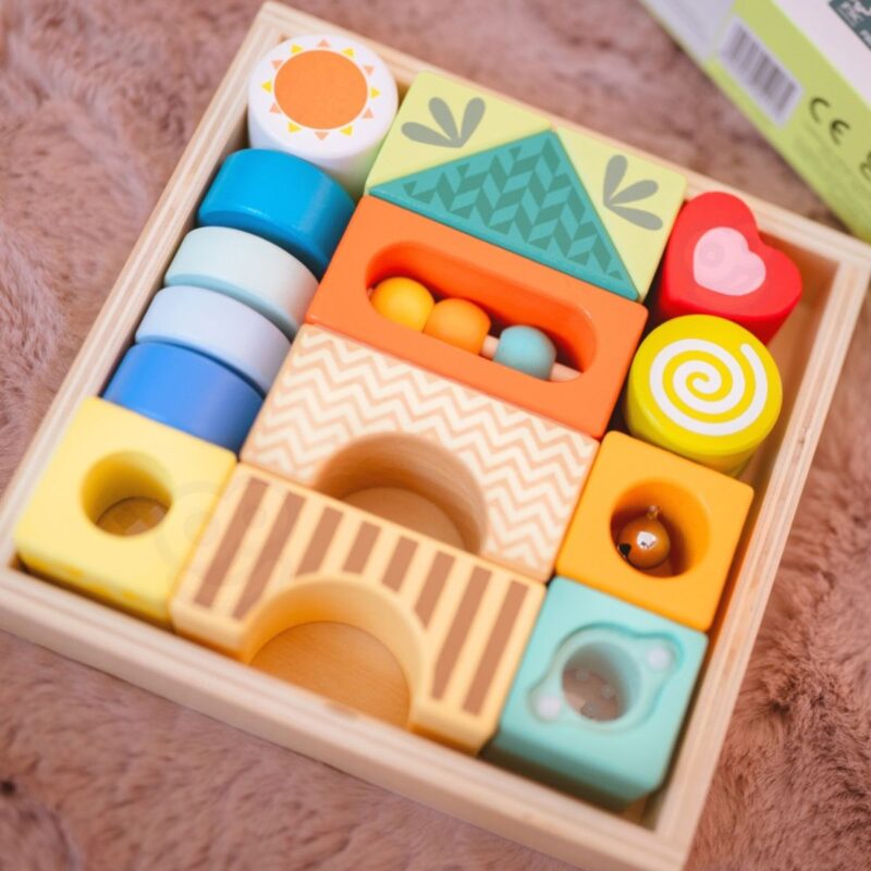 Montessori medinės sensorinės kaladėlės vaikams