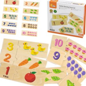 Medinė Montessori dėlionė vaikams "Skaičiai" – Viga