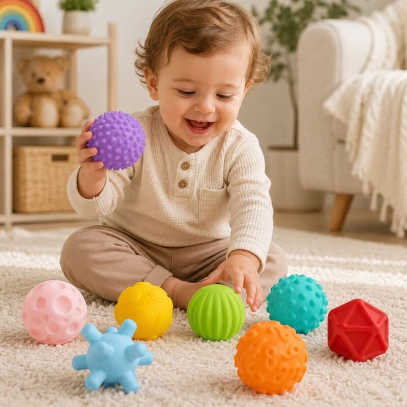 Sensoriniai kamuoliukai kūdikiams 8 vnt. - Woopie Baby