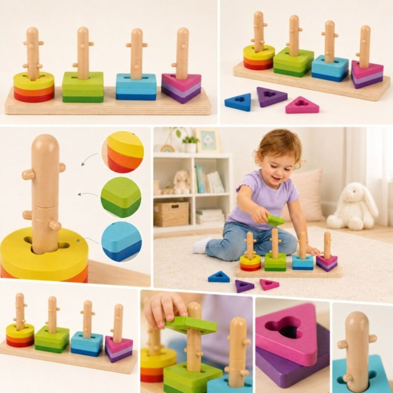 Tooky Toy geometrinė kaladėlių rūšiuoklė
