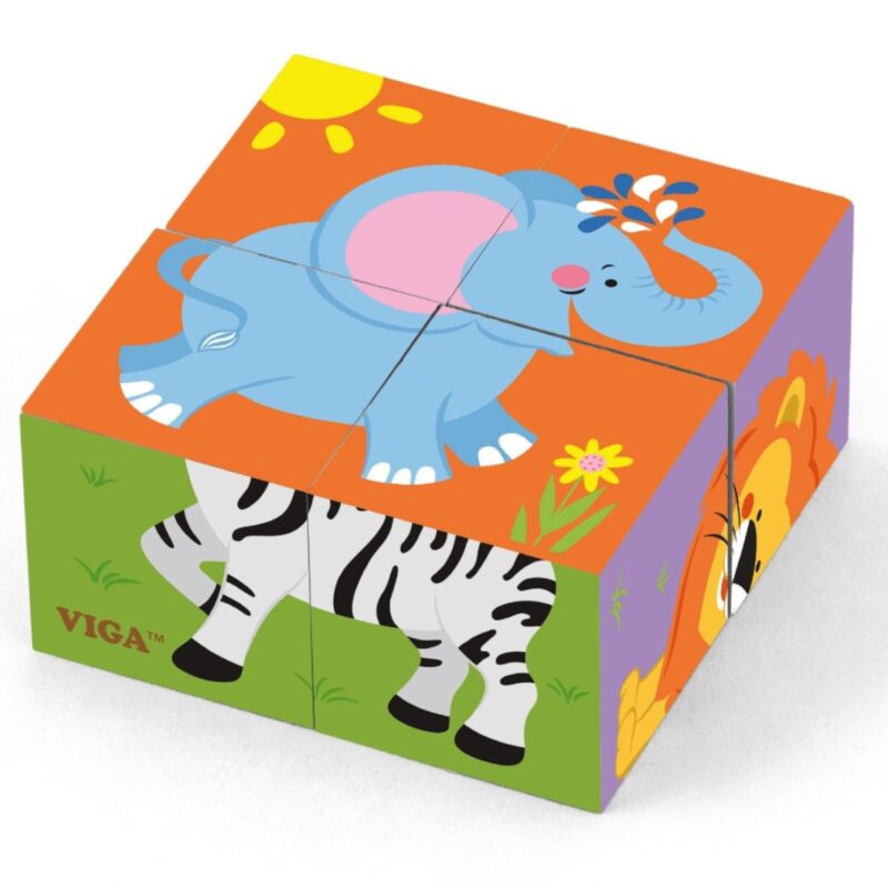 Medinė dėlionė vaikams nuo 2 metų „Zoo“ (4 det.) – Viga