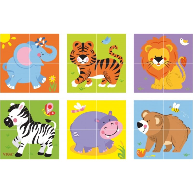 Medinė dėlionė vaikams nuo 2 metų „Zoo“ (4 det.) – Viga