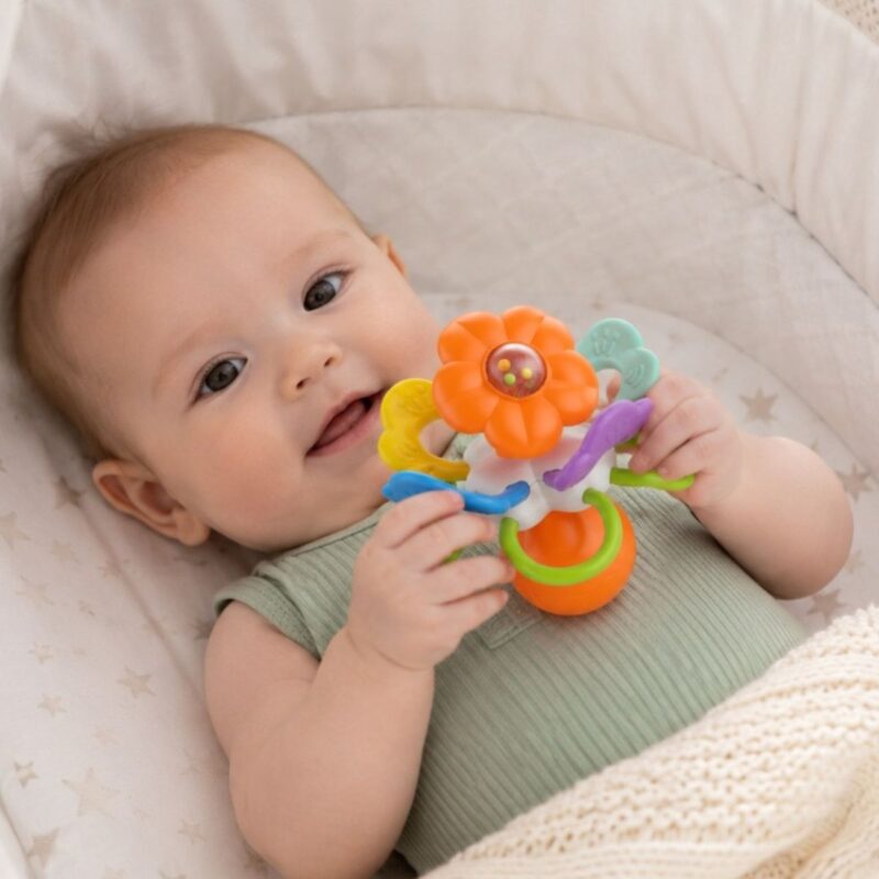 Sensorinis barškutis-kramtukas kūdikiams – Woopie Baby
