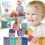 Minkštų sensorinių kaladėlių rinkinys vaikams – Woopie Baby