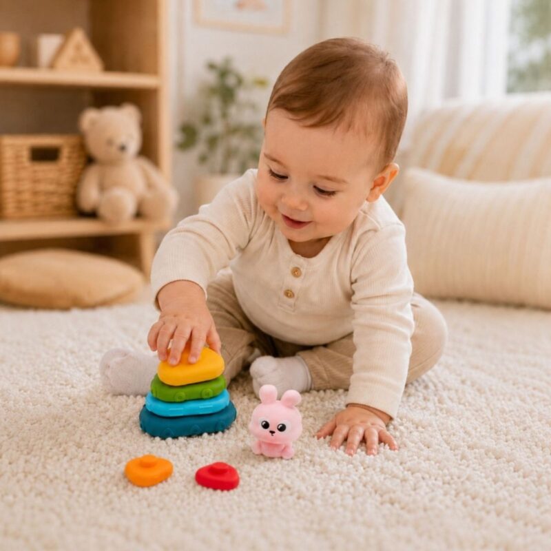 Minkštų žiedų piramidė kūdikiams – Woopie Baby