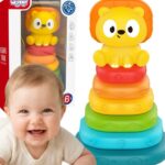 Minkštų žiedų piramidė kūdikiams „Liūtukas“ – Woopie Baby