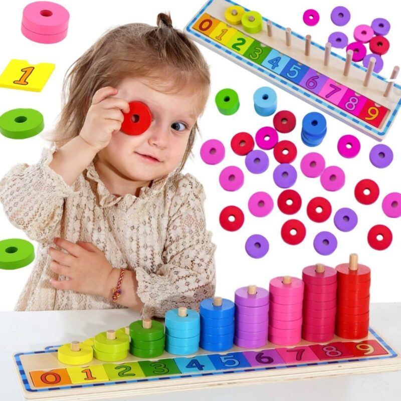 Spalvota montessori skaičiavimo lenta vaikams (56 det.)