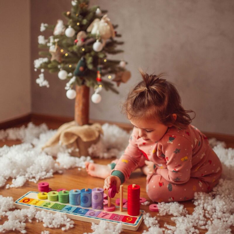 Spalvota montessori skaičiavimo lenta vaikams (56 det.)