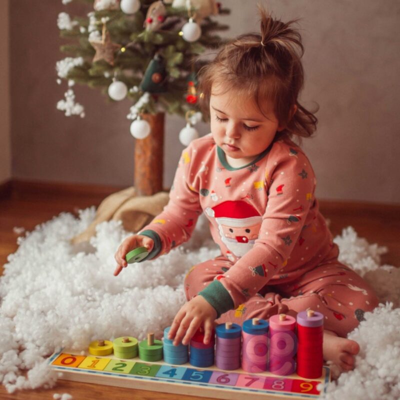Spalvota montessori skaičiavimo lenta vaikams (56 det.)