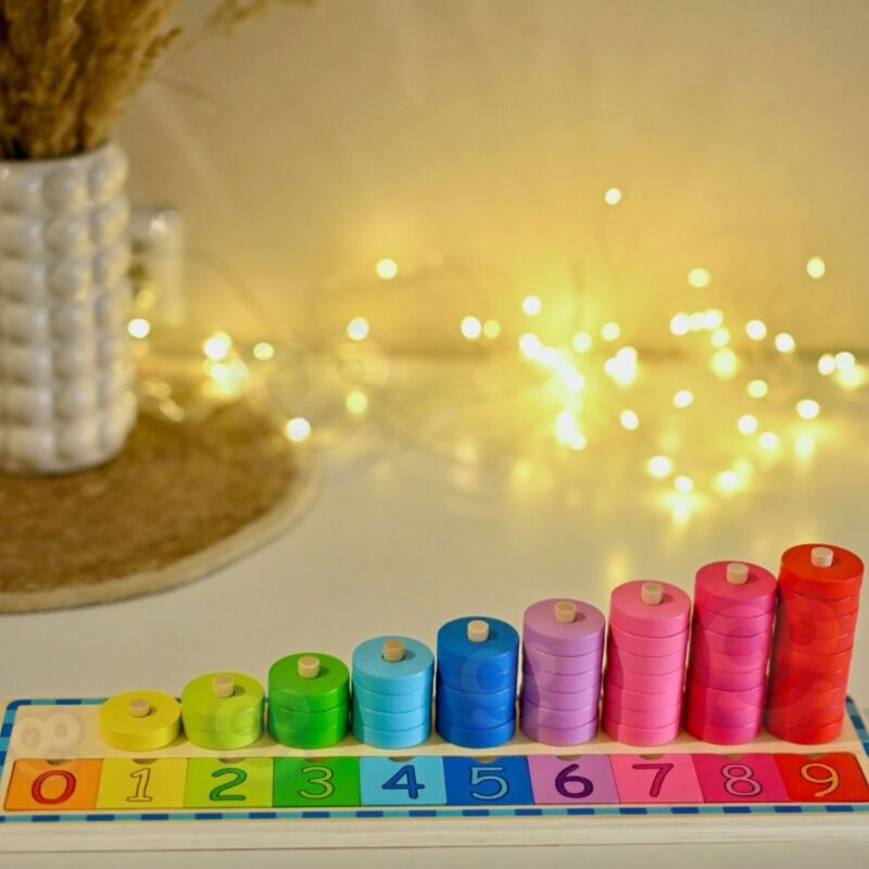 Spalvota montessori skaičiavimo lenta vaikams (56 det.)