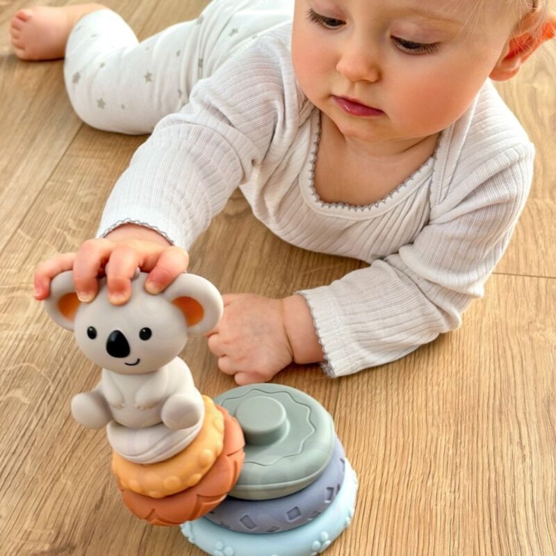 Sensorinis žiedų bokštas mažyliams „Koala“ – Woopie Baby