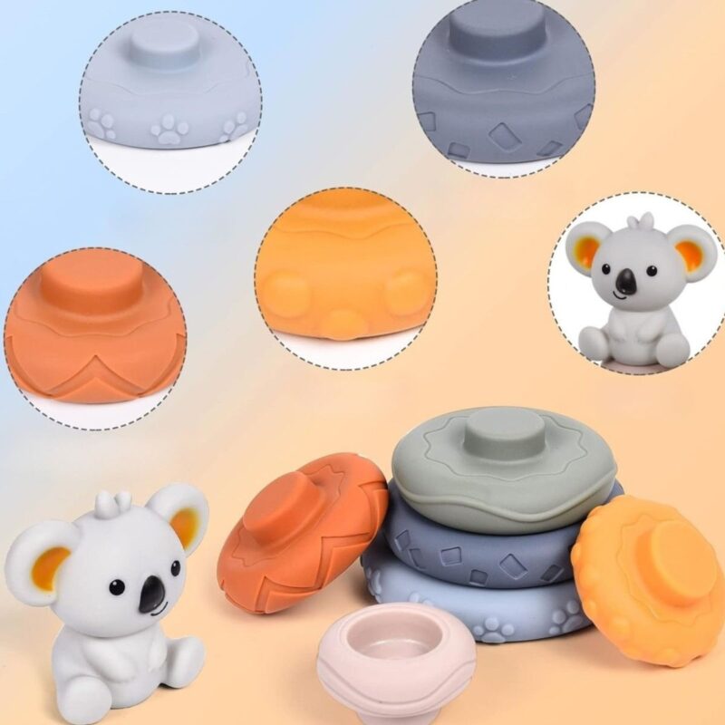 Sensorinis žiedų bokštas mažyliams „Koala“ – Woopie Baby