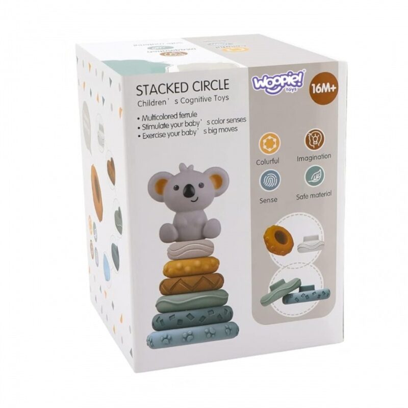 Sensorinis žiedų bokštas mažyliams „Koala“ – Woopie Baby